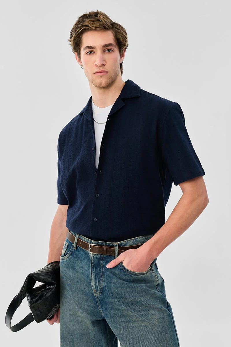 سنيتش Box Fit 100% Cotton Textured Shirt